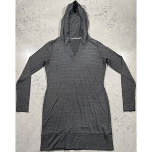 Athleta Bliss Hoodie Dress Womens Medium Gray French Terry V Neck Tunic 243067